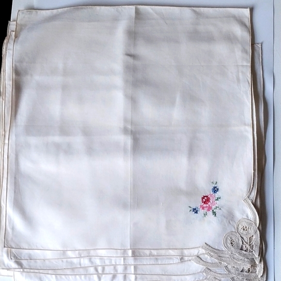 BATTENBURG Napkins Dinner Cross Stitch Embroideded Luxury Vintage (9) - Picture 6 of 10